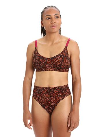 Une pièce Icebreaker Merino Queens Clasp Bra Femme Noir Rose | FR 1733NWYB